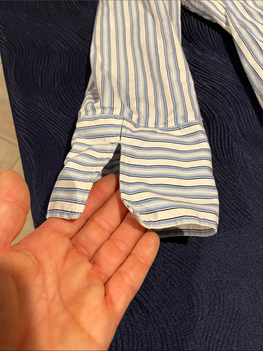 New York & Company Blue and White Striped Button-Down Shirt - Picture 3 of 4